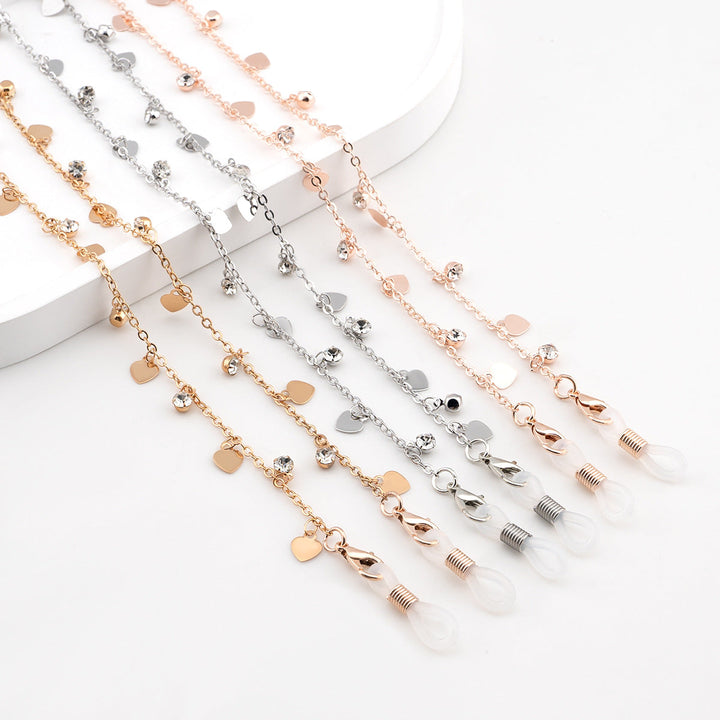 Heart-Shaped Crystal Eyewear Chain Kalsten