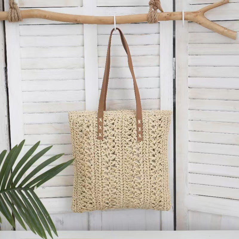 Handcrafted jute bag with stylish leather handles Kalsten
