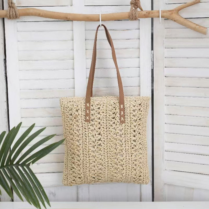 Handcrafted jute bag with stylish leather handles Kalsten