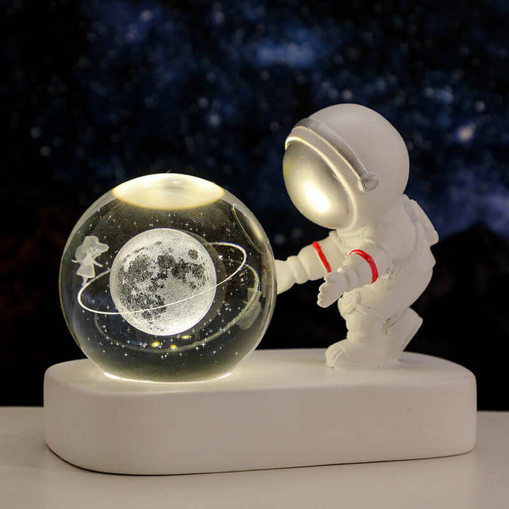 Glowing Planetary Galaxy Astronaut Crystal Ball Night Lights USB Power Warm Bedside Light Brithday Gift Night Lamp | Kalsten