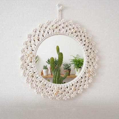 Decorative Macrame Star-Shaped Wall Mirror Acalora