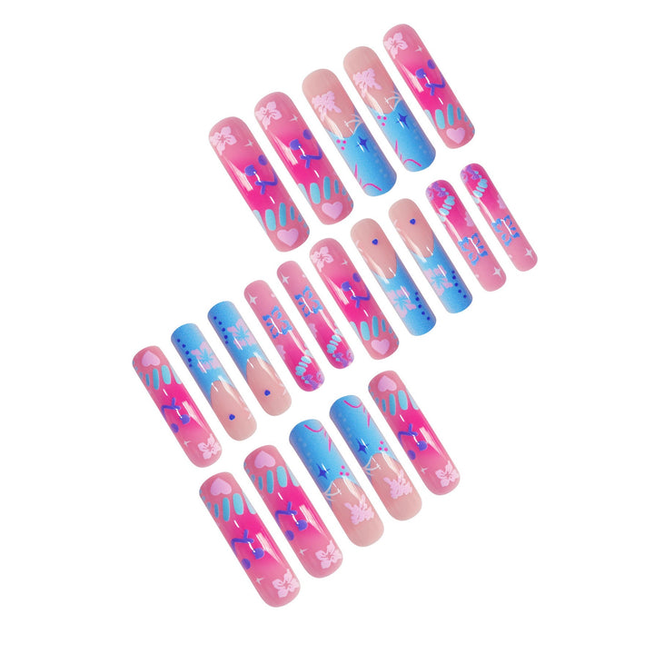 Artistic Press-On Nail Extensions With Floral Designs Kalsten