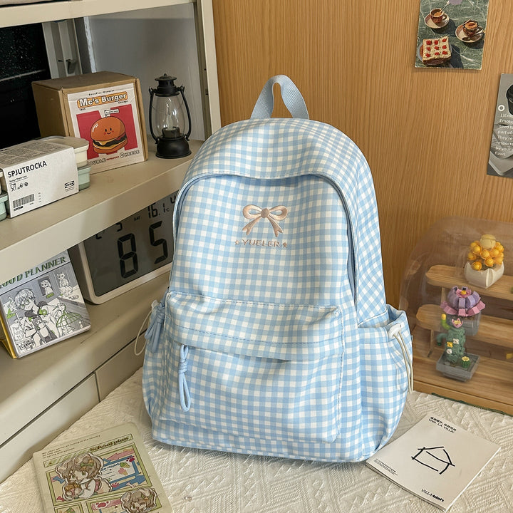 Cute Gingham Pattern Mini School Backpack