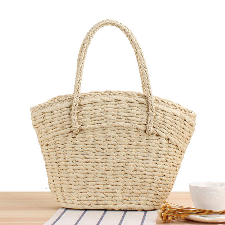 Braided Beach Bag Made of Natural Bast with Sturdy Handles Kalsten