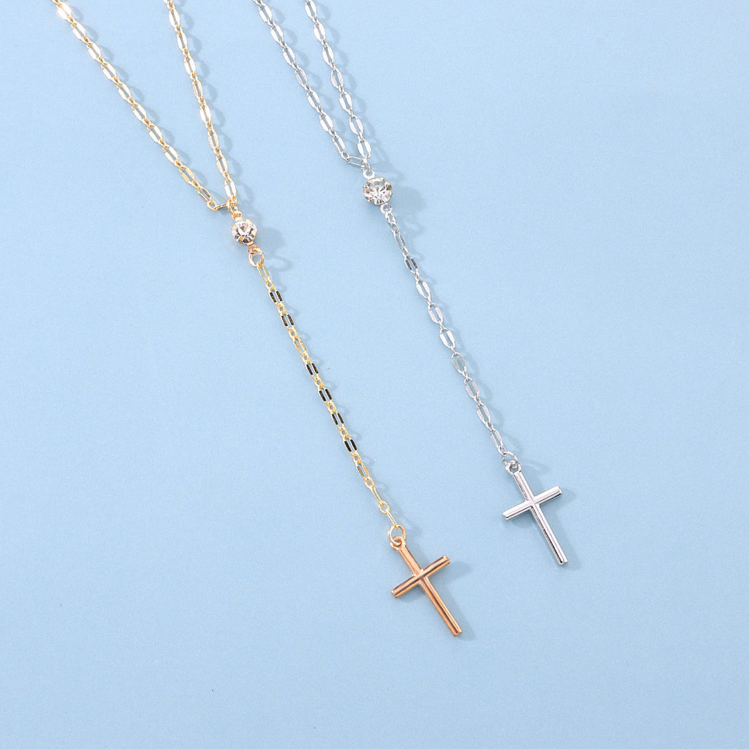 Dainty Cross Lariat Necklace Kalsten