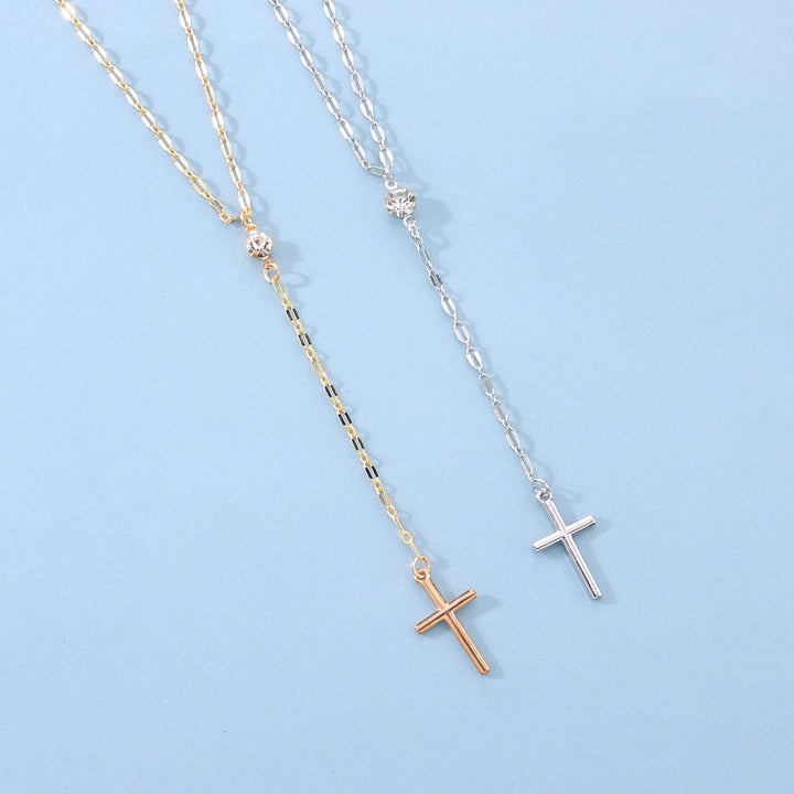 Dainty Cross Lariat Necklace Kalsten