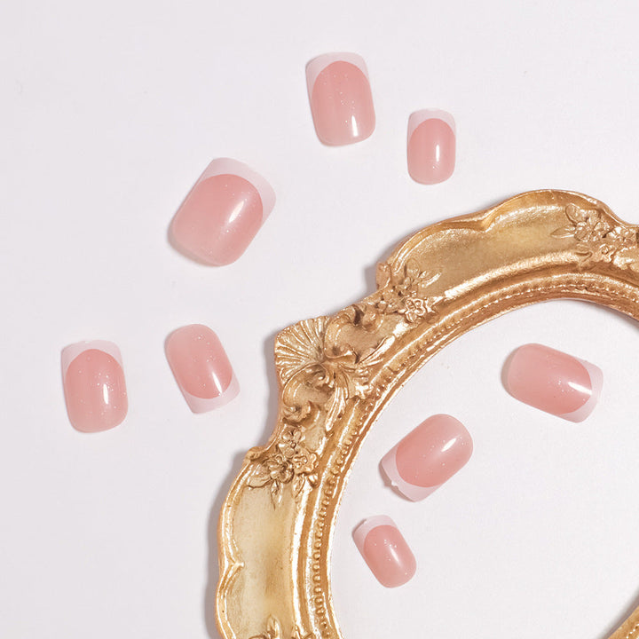 Glossy French Tip Press-On Nails Set Kalsten