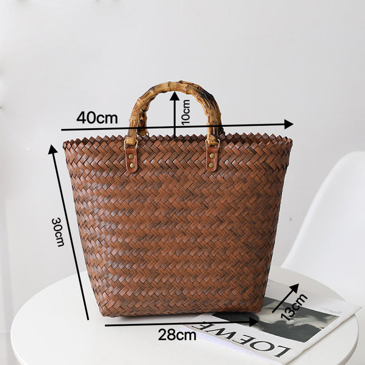 Handmade basket bag with stylish braiding pattern Kalsten