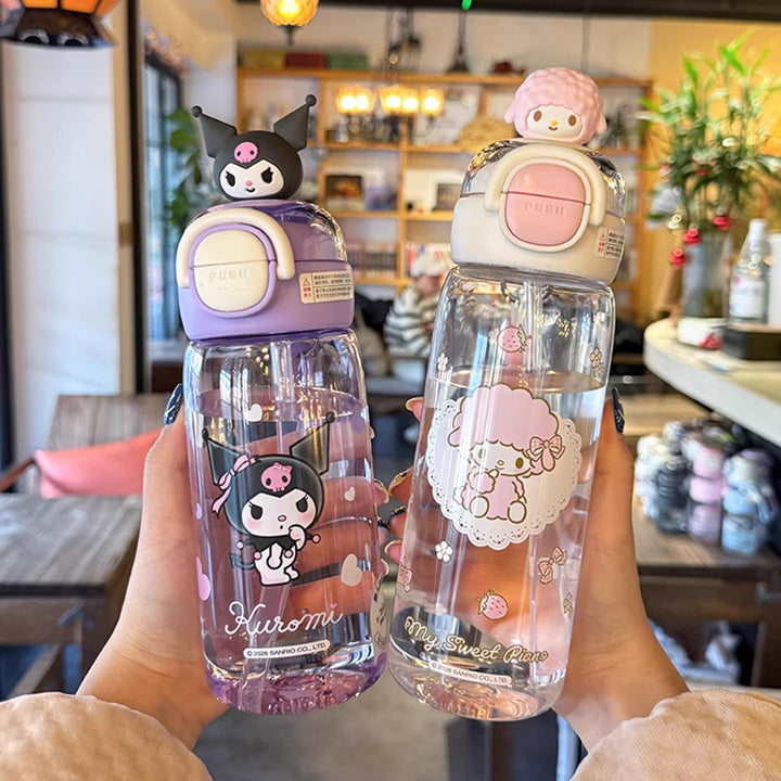 Women's water bottle with interactive lid and cute character design Kalsten