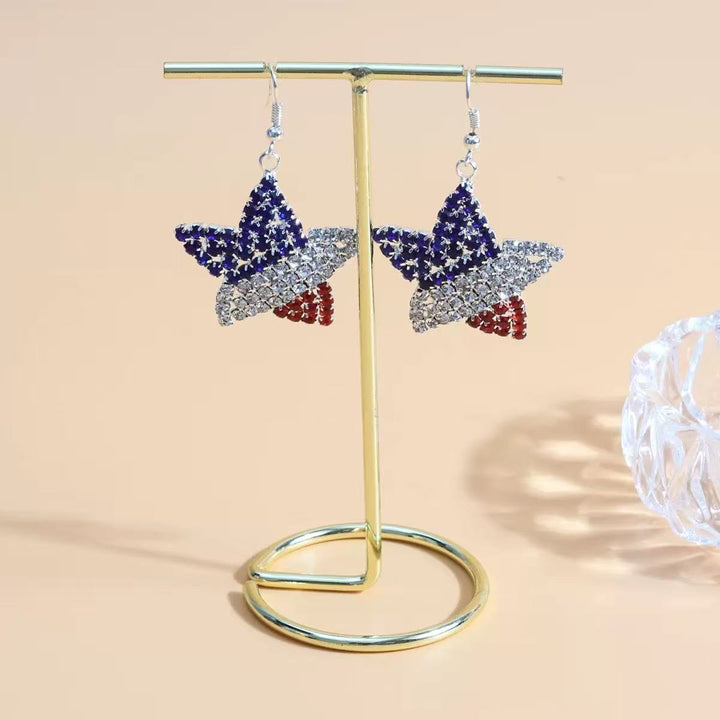 Women's heart-shaped rhinestone statement earrings with multi-row crystal embellishments and fishhook closure Kalsten