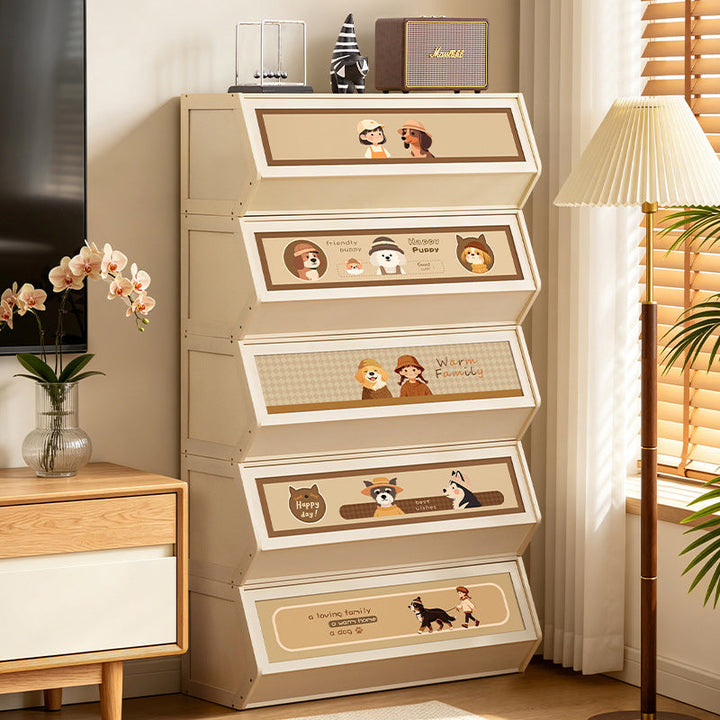 Storage unit with retractable front and friendly design Kalsten