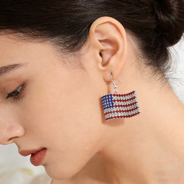 Women's heart-shaped rhinestone statement earrings with multi-row crystal embellishments and fishhook closure Kalsten