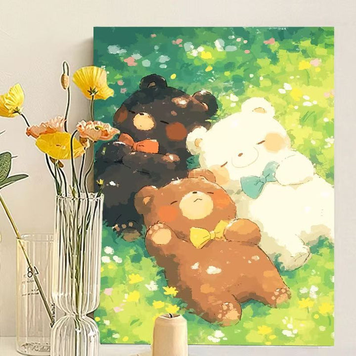 Cute Bear-Themed Art Canvas Print Kalsten