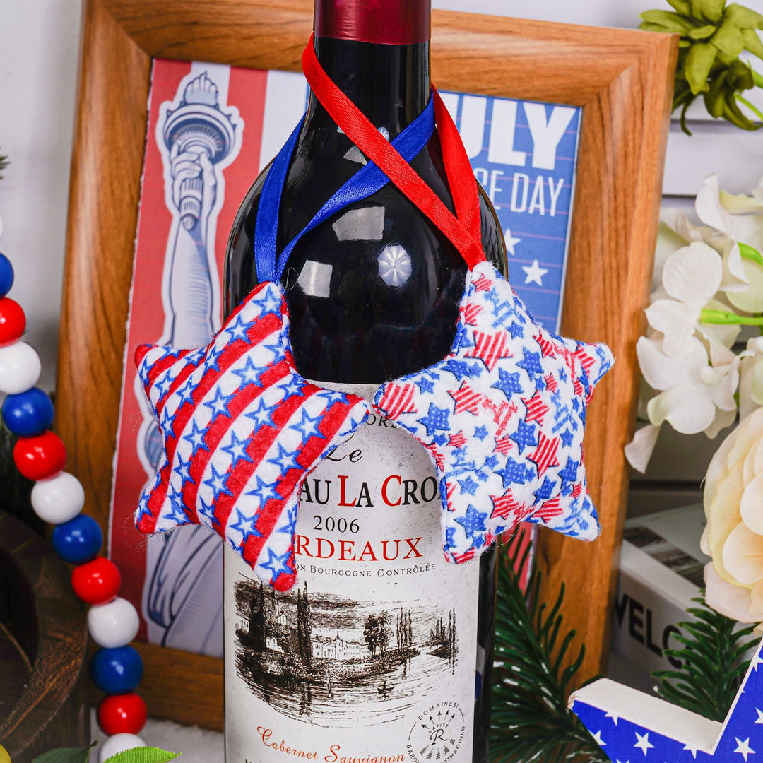 Unisex star-shaped hanging decoration made of soft felt with US flag pattern Kalsten