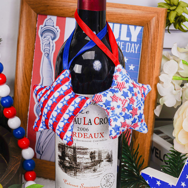Unisex star-shaped hanging decoration made of soft felt with US flag pattern Kalsten