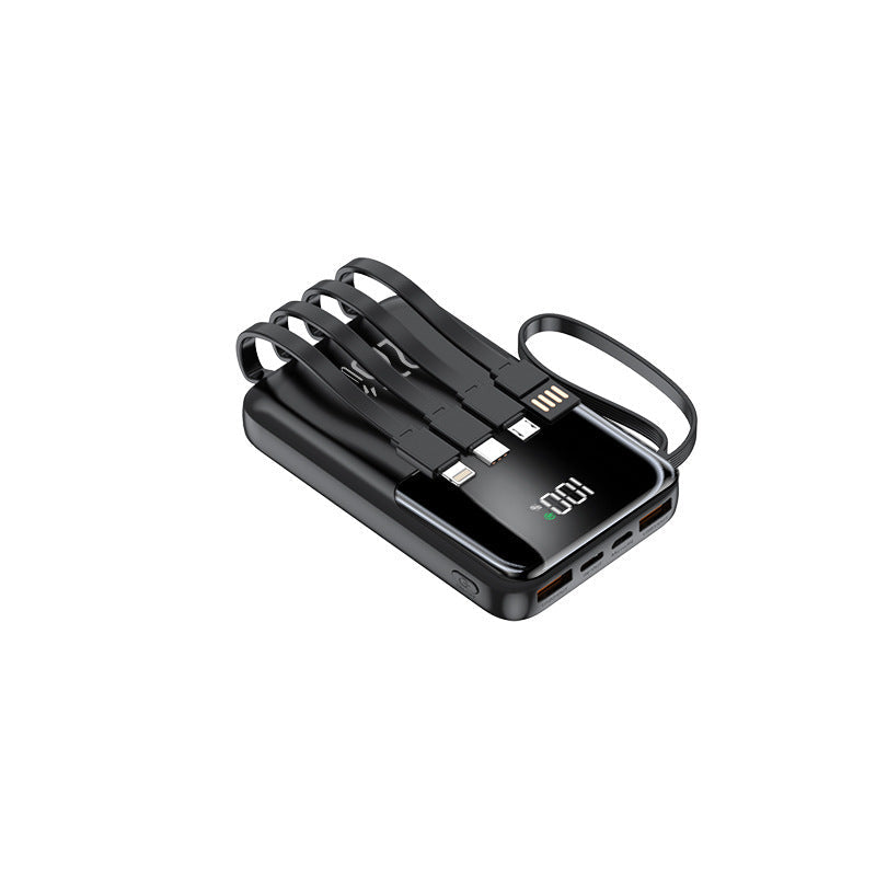 Portable power bank with multiple integrated charging cables and digital display Kalsten