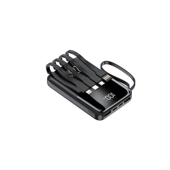 Portable power bank with multiple integrated charging cables and digital display Kalsten