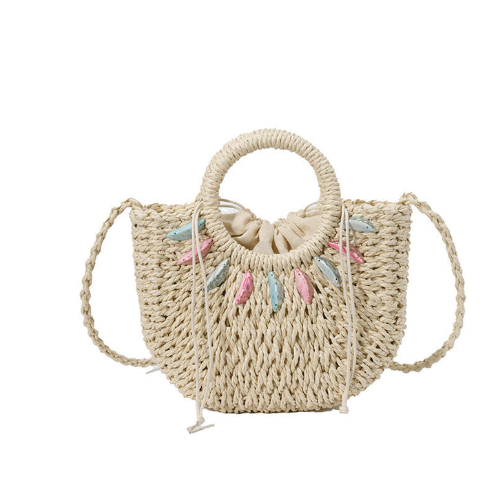 Fashionable straw bag with pearl embellishments Kalsten