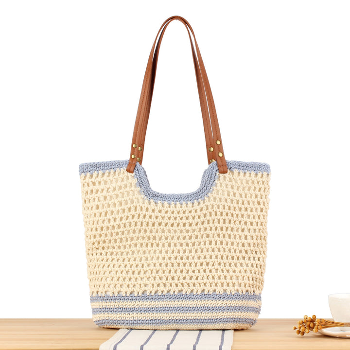 Stylish Macrame Tote Bag with Sturdy Leather Handles Kalsten