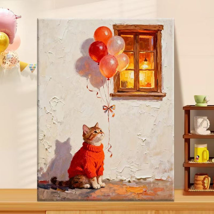 Playful Cat Illustration Canvas Art Kalsten