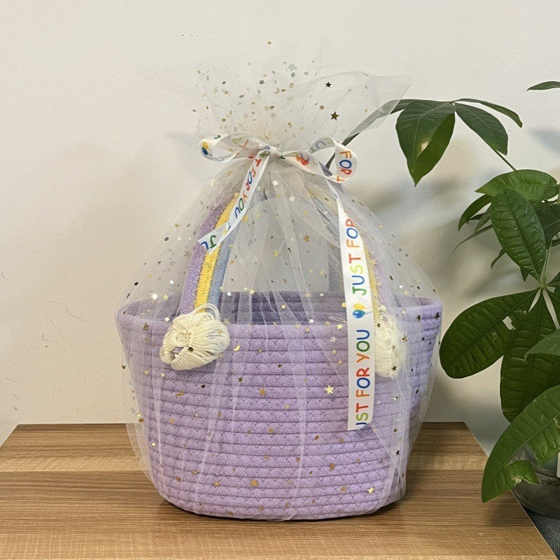 Women's handmade basket bag with color-coordinated handle accents Kalsten