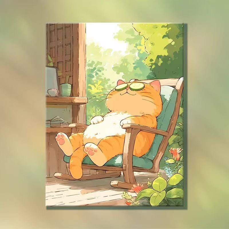 Playful Cartoon Cat Illustration Wall Art Kalsten