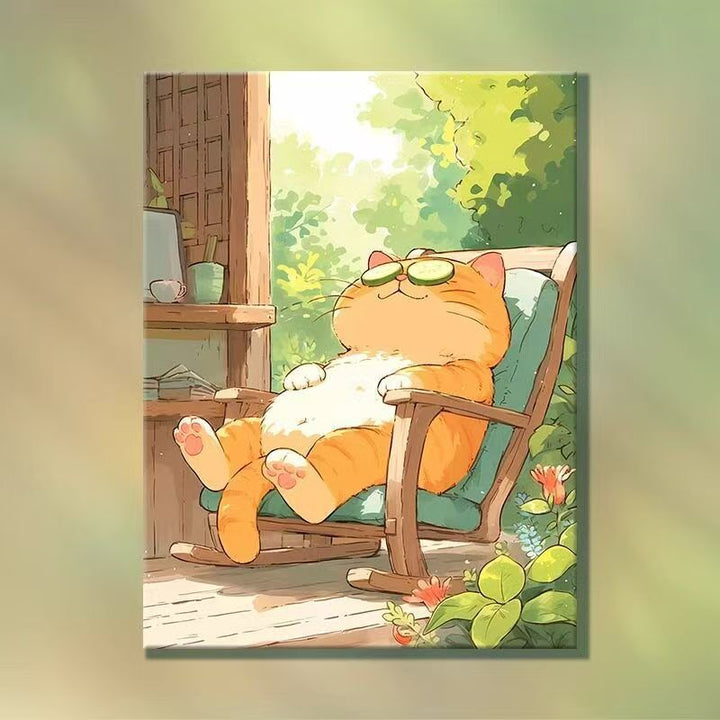 Playful Cartoon Cat Illustration Wall Art Kalsten