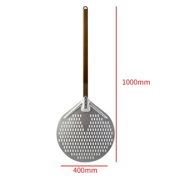 long wooden handled round aluminum pizza peel with reinforced neck Kalsten