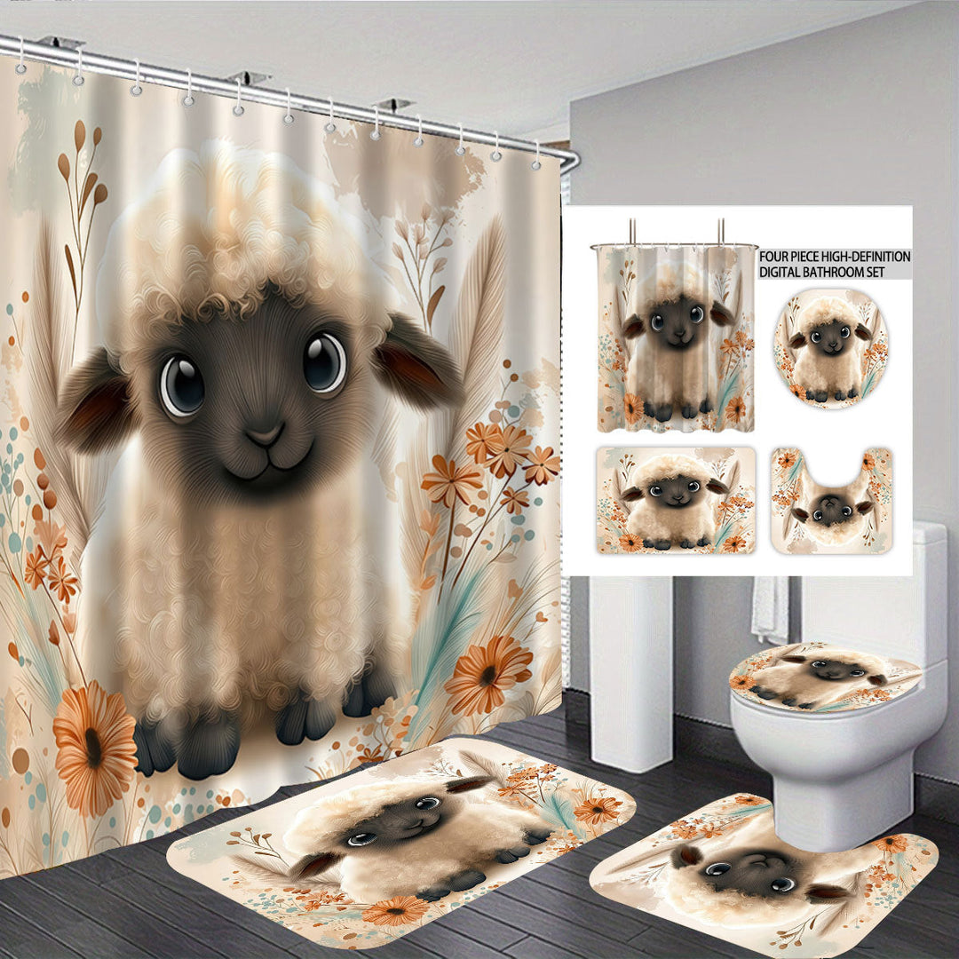 Cartoon Lamb-Themed Bathroom Décor Set Kalsten