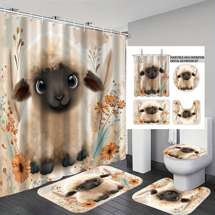 Cartoon Lamb-Themed Bathroom Décor Set Kalsten