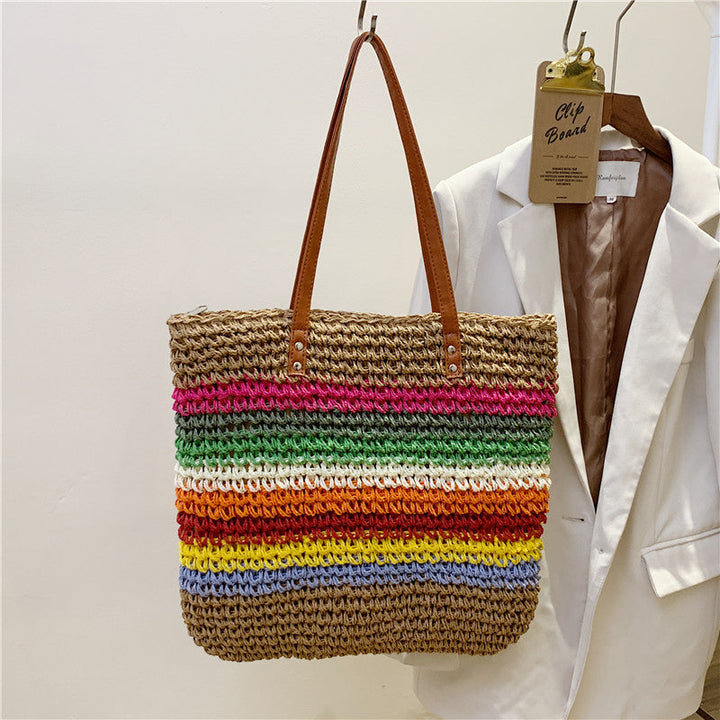 Handcrafted Tote Bag Made from Sustainable Materials with Colorful Stripes Kalsten