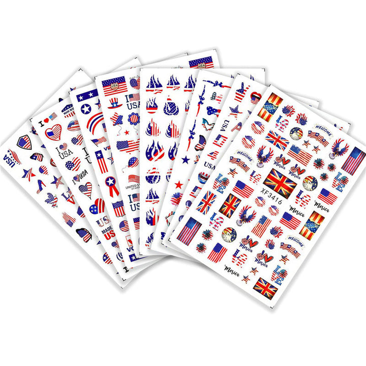 Women's nan patriotic USA themed nail art decal sticker sheets Kalsten