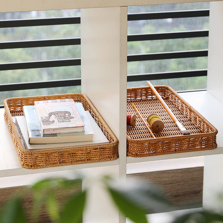 Unisex Rectangular Serving Basket made of handwoven natural material Kalsten