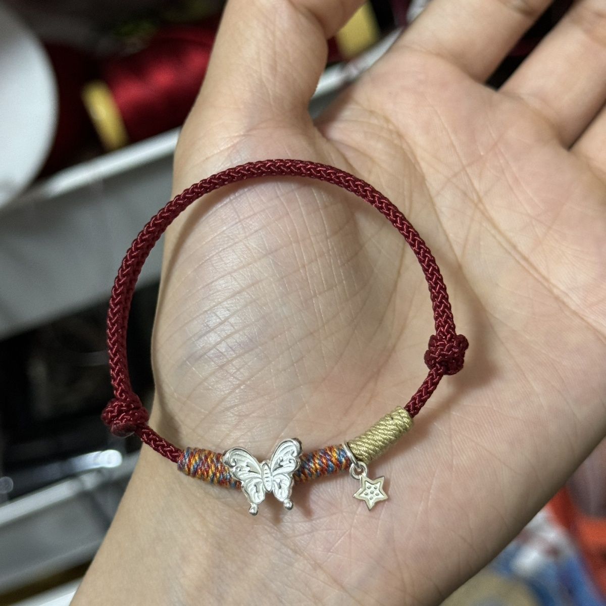 Butterfly Charm Knotted Bracelet Acalora
