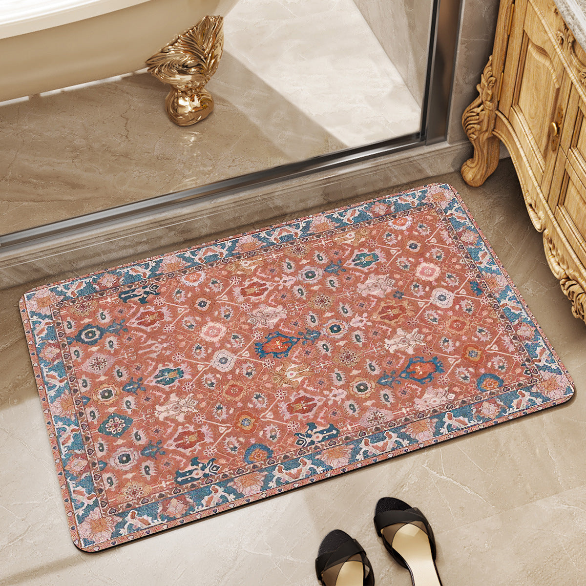 Luxurious Floral Pattern Bath Mat Acalora