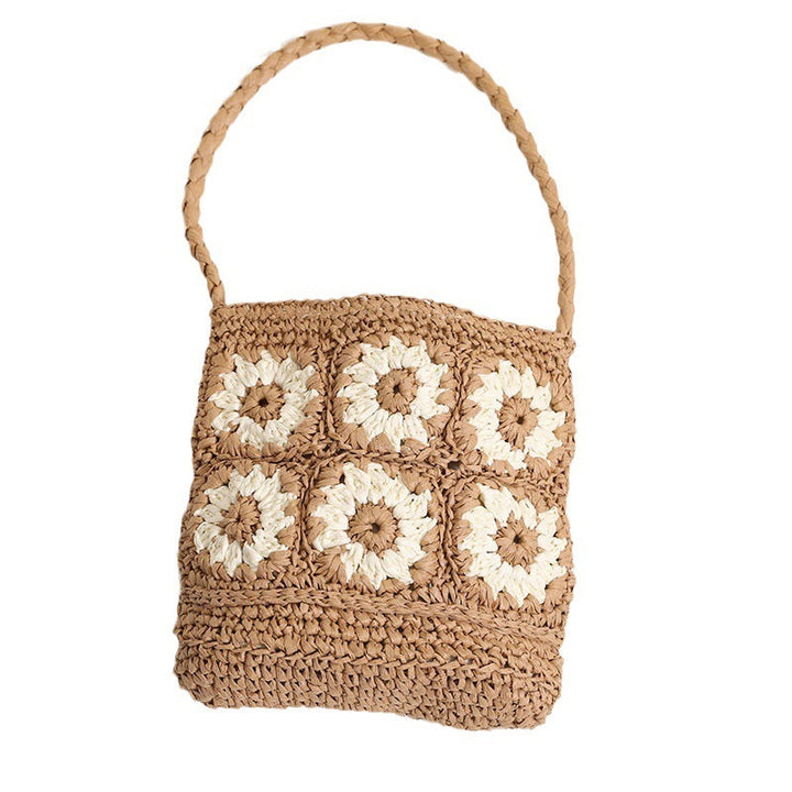 Handcrafted straw bag with floral patterns Kalsten