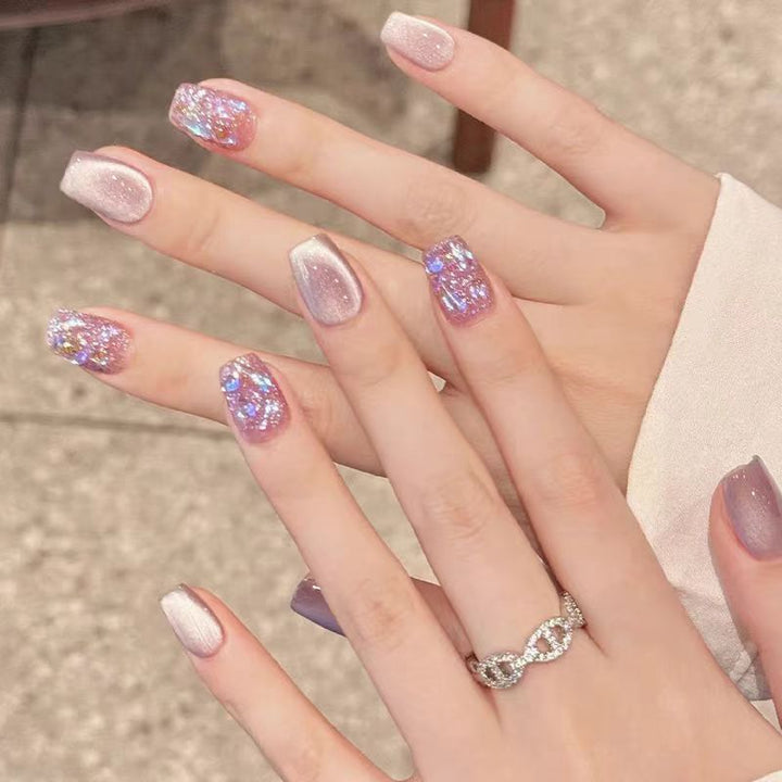 Artificial nails with radiant glitter effect Kalsten