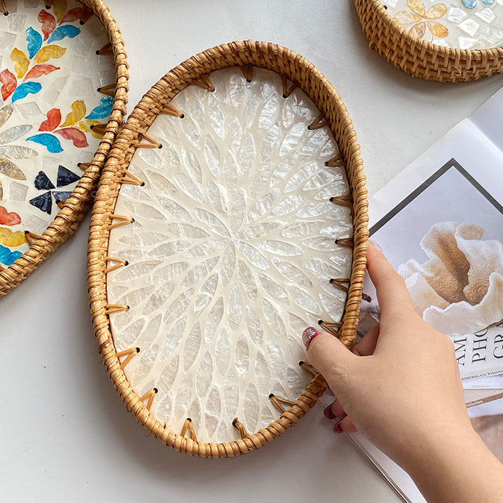Ladies Elegant Serving Plate Set made of handwoven natural material Kalsten