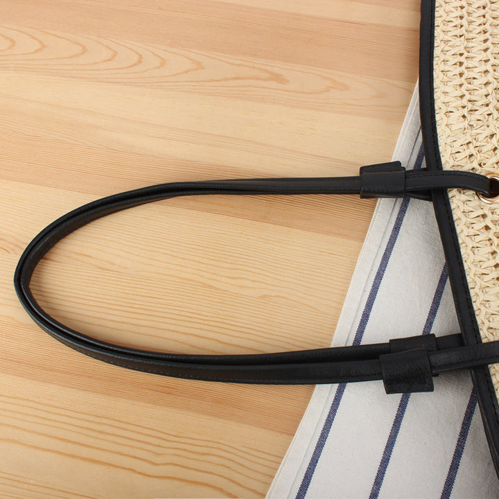 Braided Beach Bag with Elegant Leather Accent Kalsten