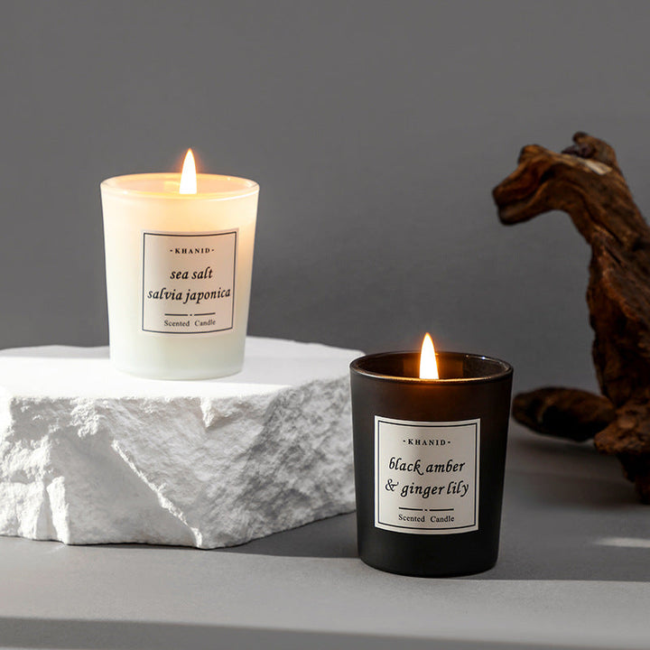 Scented Frosted Glass Soy Wax Candle With English Pear And Freesia Aroma