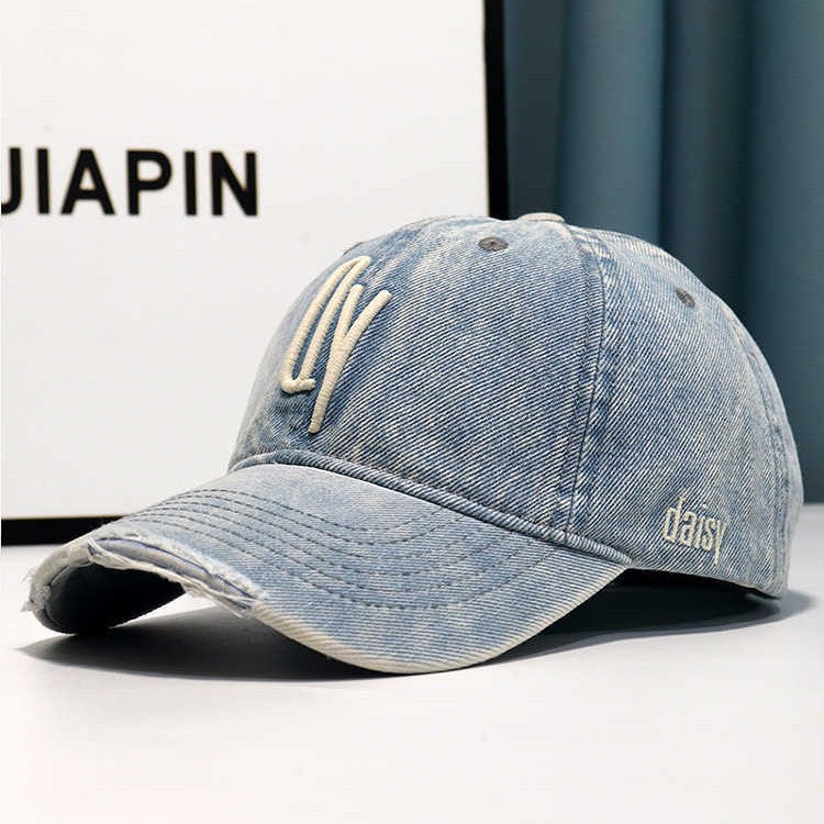 Women's Distressed Denim Embroidered Baseball Cap Kalsten