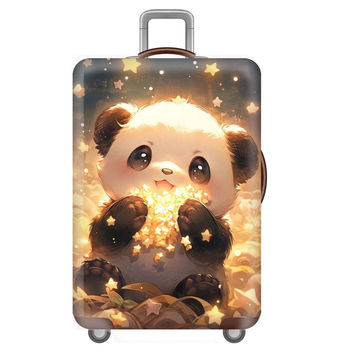 Unisex non-elastic suitcase cover for hard shell trolley with cute panda design, stretch protective cover with handle and wheel openings Kalsten