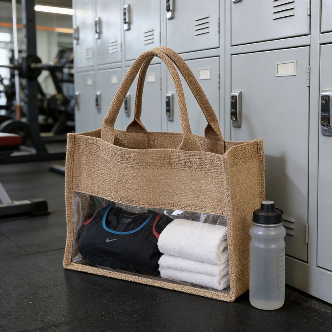 Shopping bag made of natural jute with mesh design Kalsten