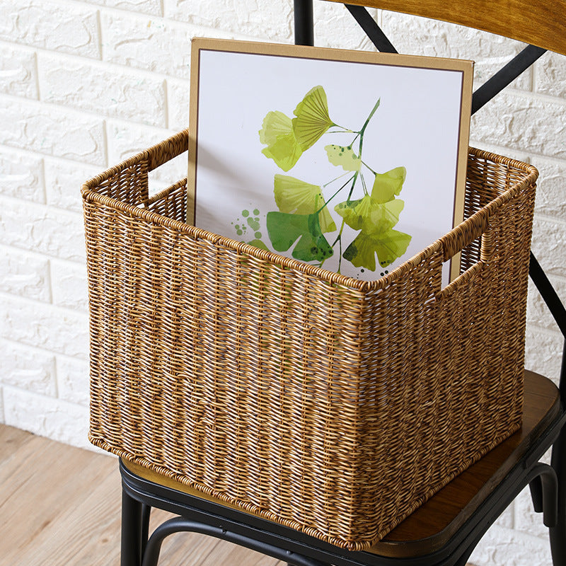 Unisex Rectangular Storage Basket made of braided rattan Kalsten