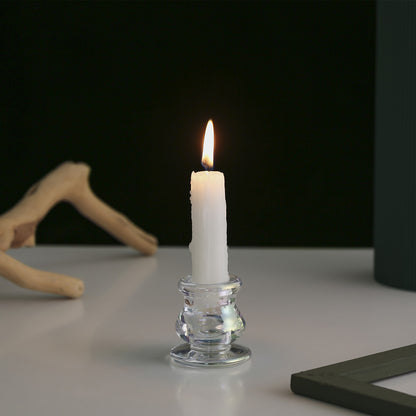 Handblown Smoky Glass Taper and Short Pillar Candle Holder Acalora