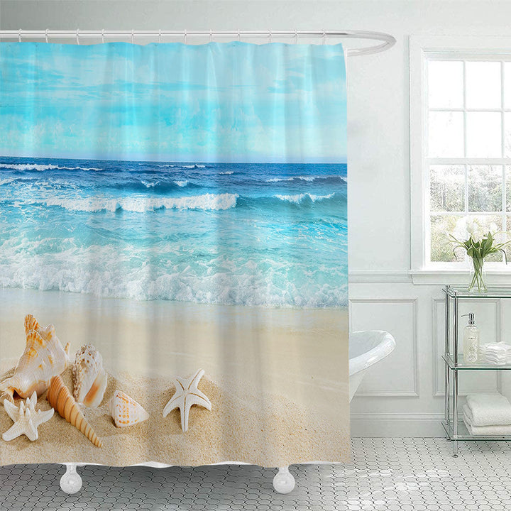 Beach-Themed Shower Curtain Kalsten