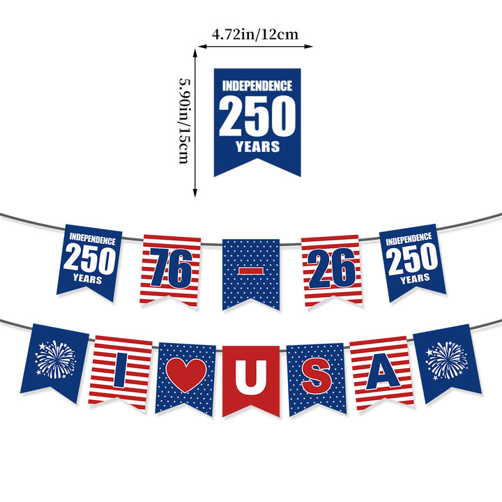 Unisex nan bunting with star motifs and stripes, weatherproof polyester party decoration Kalsten