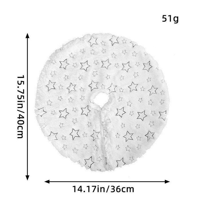 Plush Round Faux Fur Christmas Tree Skirt With Gold Star Print And Center Slit Closure