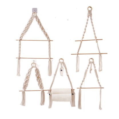 Macrame Hanging Plant Holder with Wooden Rod Acalora