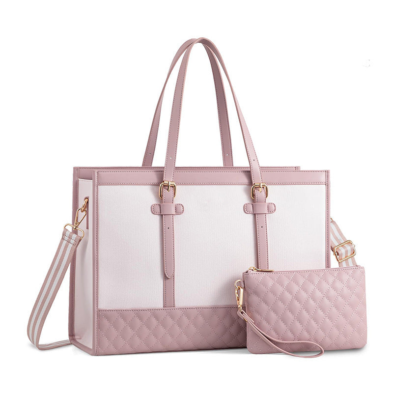 Stylish Quilted Tote Bag with Removable Cosmetic Compartment Kalsten